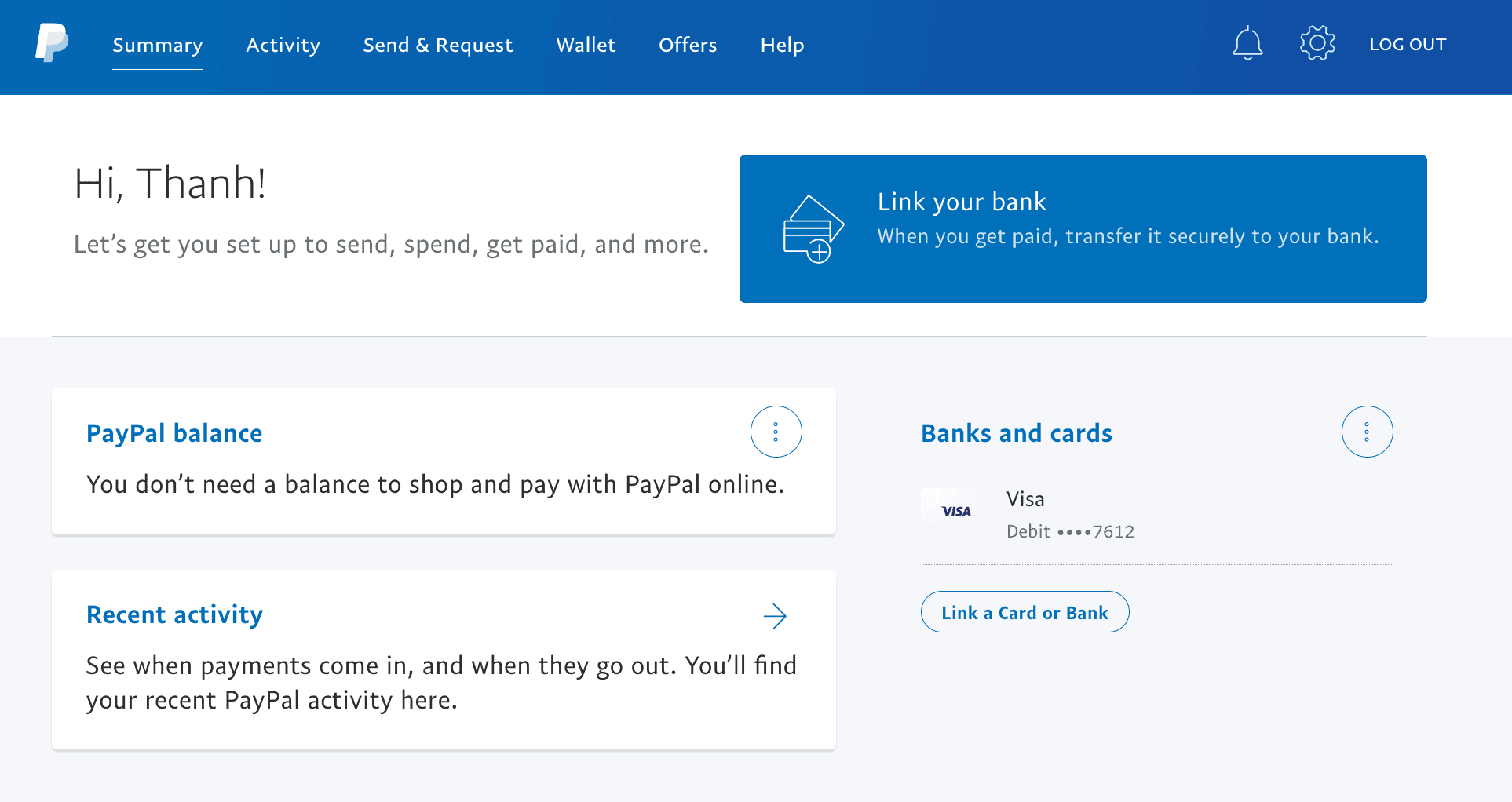 Liên kết tài khoản PayPal với thẻ ngân hàng