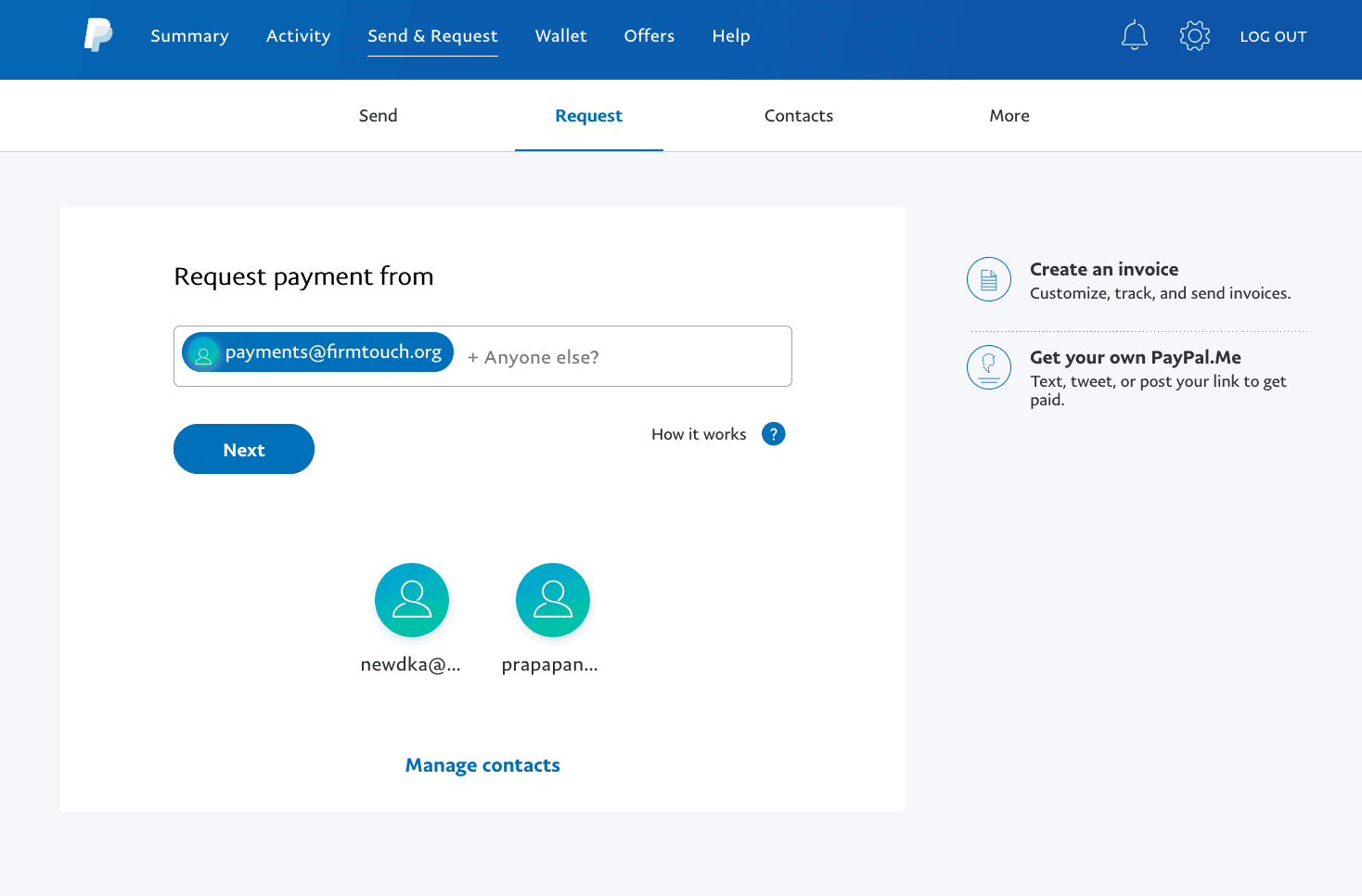 Gửi yêu cầu nhận tiển trên PayPal