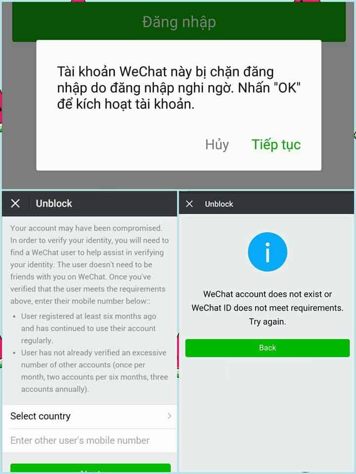 Cách nhận biết tài khoản WeChat khi bị khoá