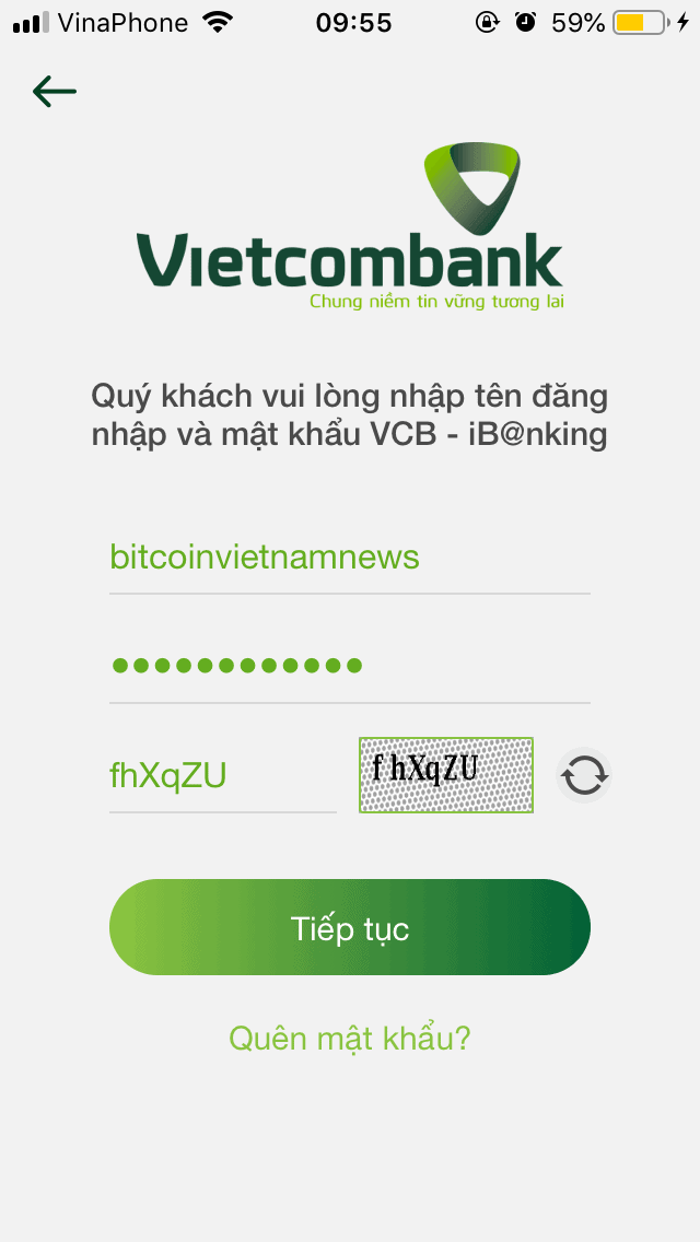 Đăng ký tài khoản Vietcombank Mobile Banking