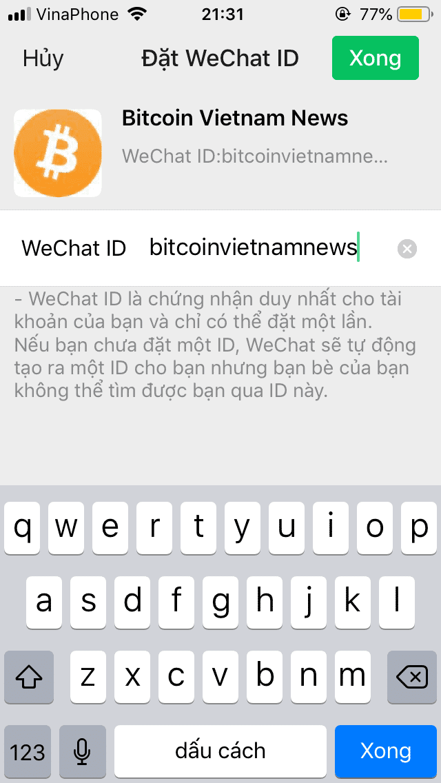 Cách lấy ID WeChat