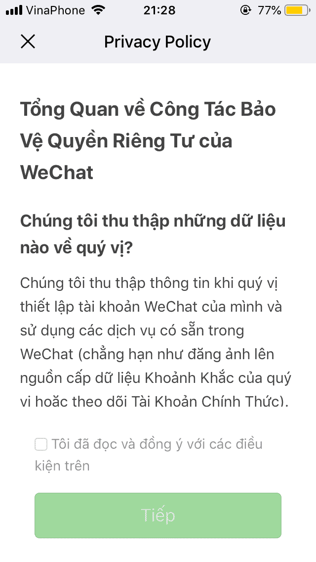 Hướng dẫn đăng ký WeChat