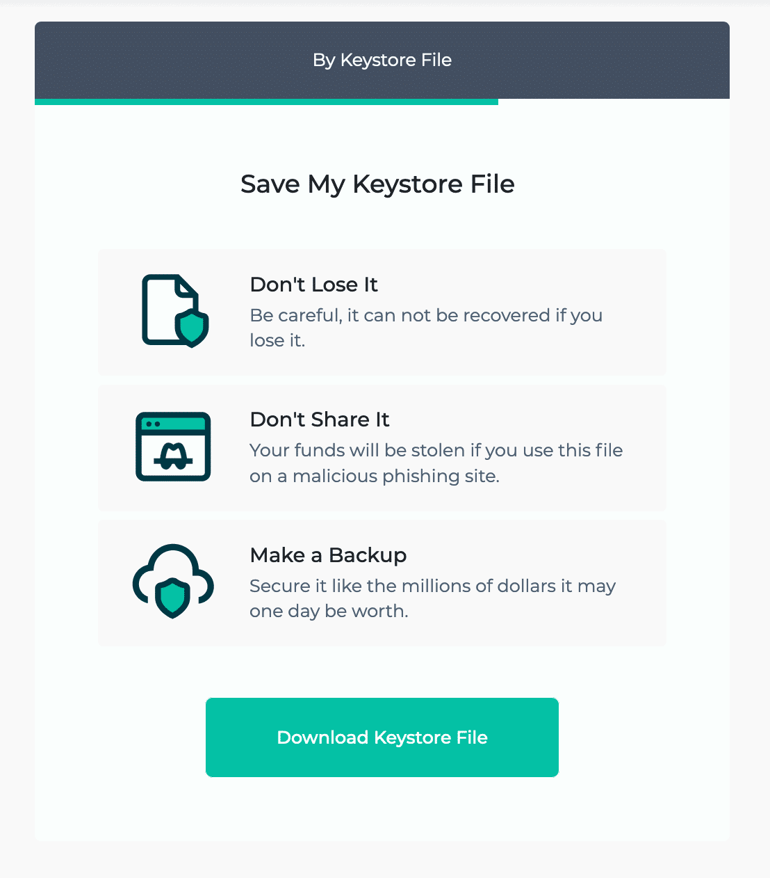 Tạo ví bằng File KeyStore
