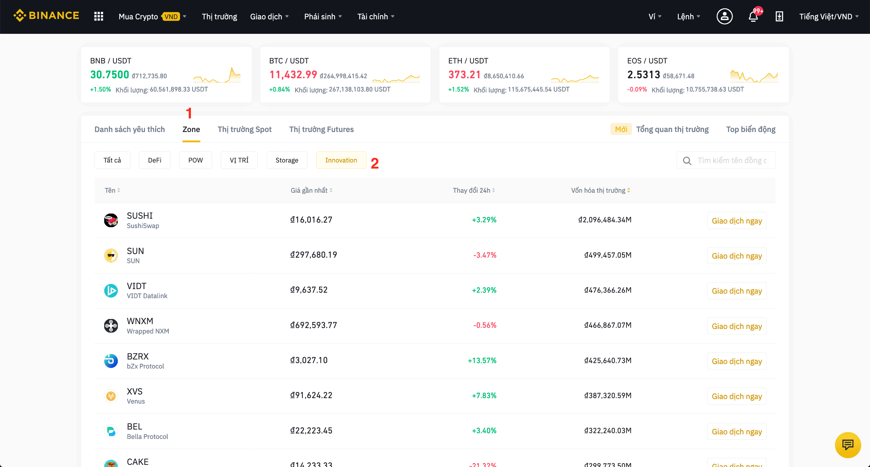 binance innovation zone