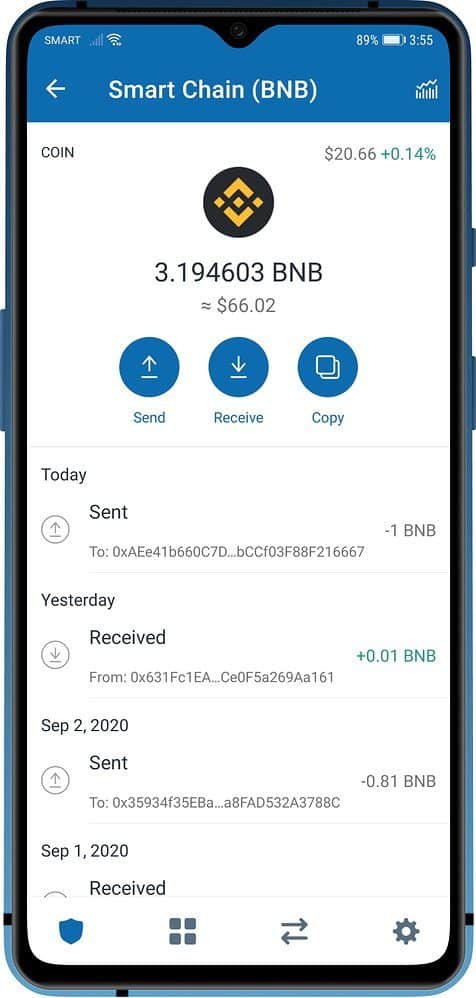 login binance smart chain