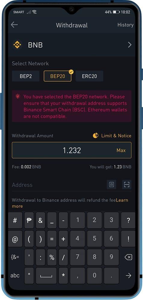 cach gui va nhan bnb tren binance smart chain 2