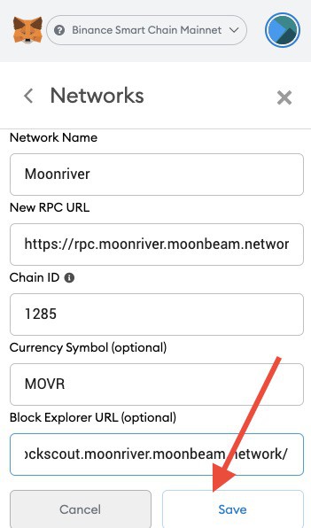 Instructions for using Metamask with Moonriver 3